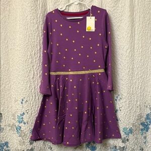 Mini Boden Purple and Gold Long Sleeve Ballerina dress 8-9y